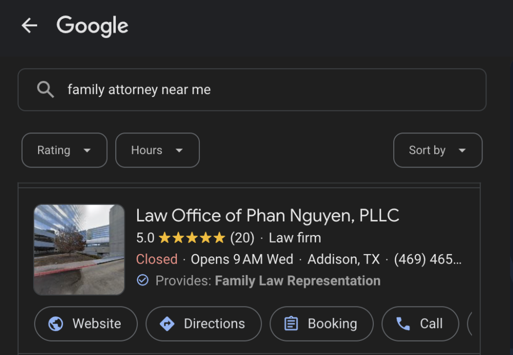 google my business for family law firm leads